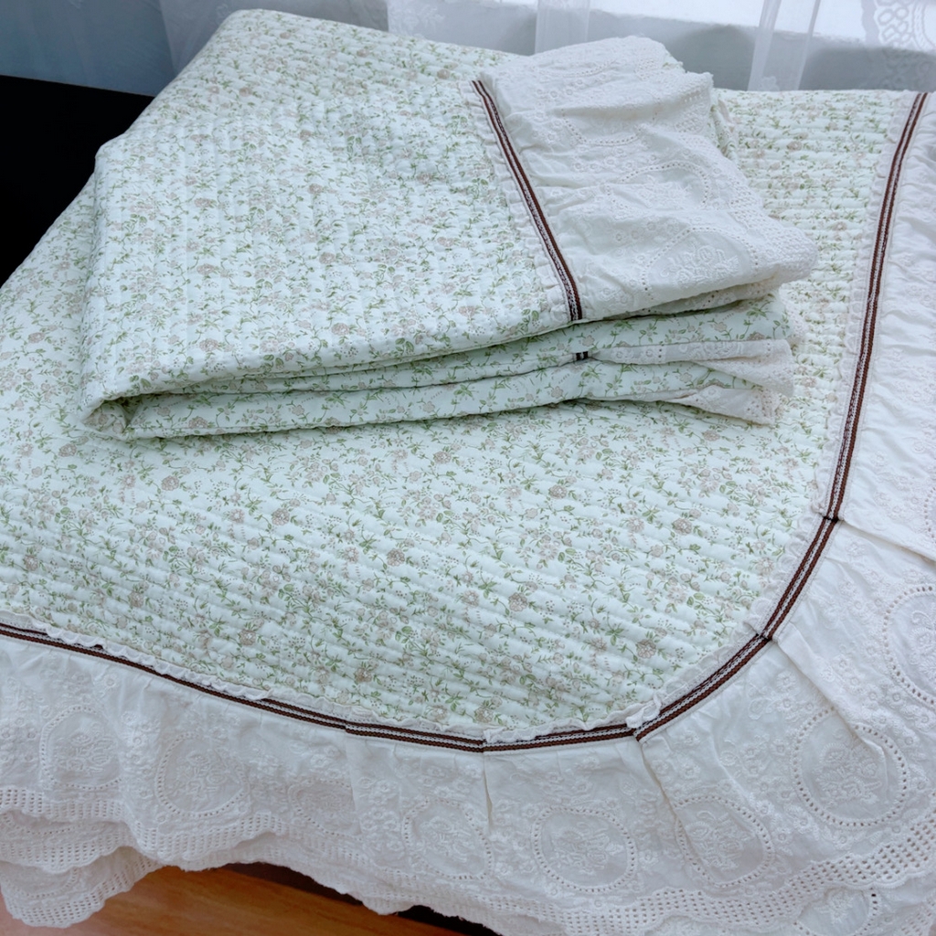 91家纺网 家纺一手货源 找家纺 暖居 2025新款法式13370高密小碎花40支全棉纯棉床盖四件套 新月