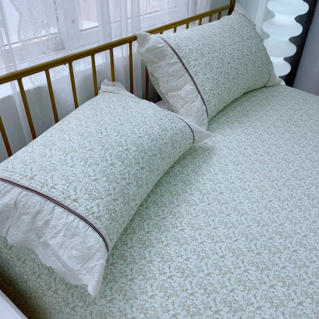 91家纺网 家纺一手货源 找家纺 暖居 2025新款法式13370高密小碎花40支全棉纯棉床盖四件套 新月