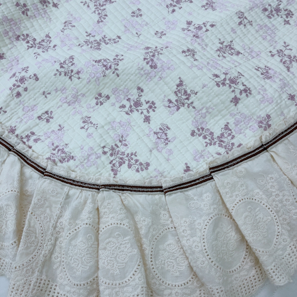 91家纺网 家纺一手货源 找家纺 暖居 2025新款法式13370高密小碎花40支全棉纯棉床盖四件套 枝子紫