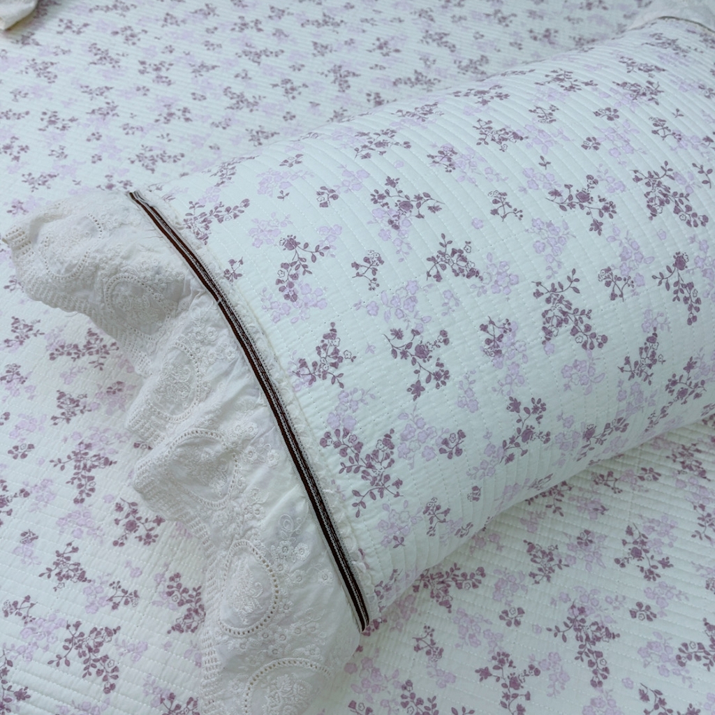 91家纺网 家纺一手货源 找家纺 暖居 2025新款法式13370高密小碎花40支全棉纯棉床盖四件套 枝子紫