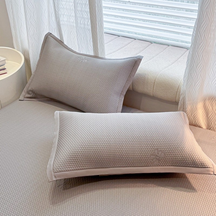 91家纺网 家纺一手货源 找家纺 暖居 2025新款复合凉席席子三件套 简约包边款灰色