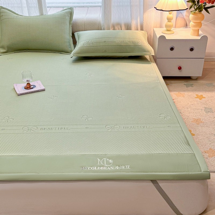 暖居 2025新款复合凉席席子三件套 简约包边款绿色