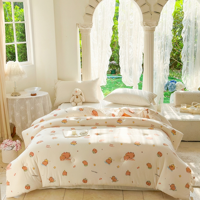 91家纺网 家纺一手货源 找家纺  提供买家秀爆款花型不断货A类母婴级宝宝被针织棉夏被空调被春秋被冬被大豆被被子被芯 卡皮巴拉【A类针织棉面料母婴可用】