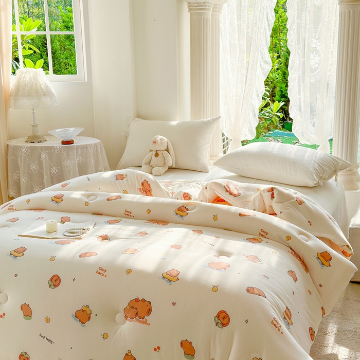 91家纺网 家纺一手货源 找家纺  提供买家秀爆款花型不断货A类母婴级宝宝被针织棉夏被空调被春秋被冬被大豆被被子被芯 卡皮巴拉【A类针织棉面料母婴可用】