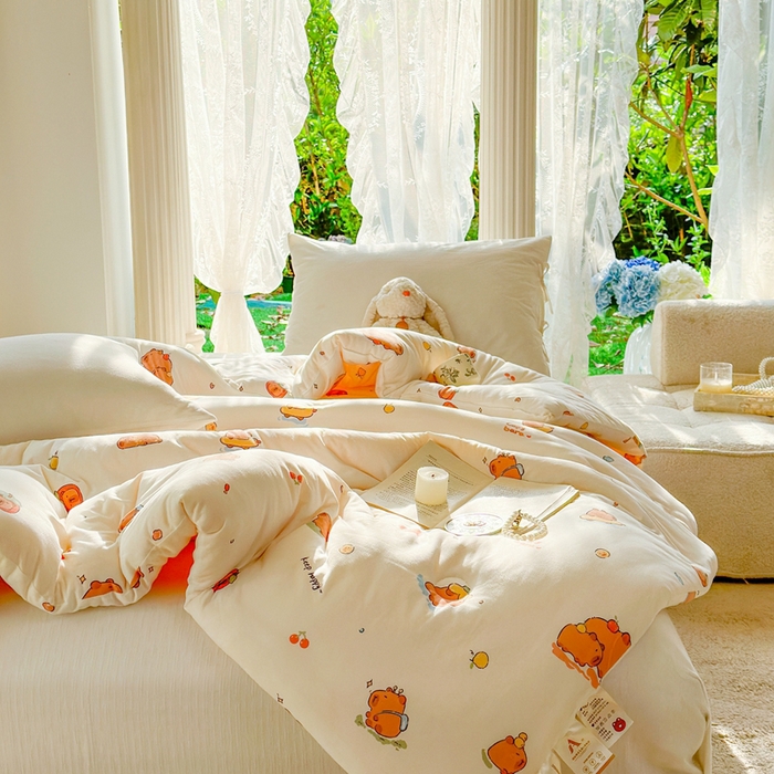 91家纺网 家纺一手货源 找家纺  提供买家秀爆款花型不断货A类母婴级宝宝被针织棉夏被空调被春秋被冬被大豆被被子被芯 卡皮巴拉【A类针织棉面料母婴可用】