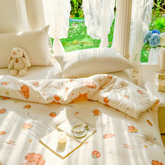 91家纺网 家纺一手货源 找家纺  提供买家秀爆款花型不断货A类母婴级宝宝被针织棉夏被空调被春秋被冬被大豆被被子被芯 卡皮巴拉【A类针织棉面料母婴可用】