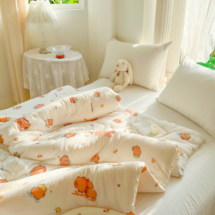 91家纺网 家纺一手货源 找家纺  提供买家秀爆款花型不断货A类母婴级宝宝被针织棉夏被空调被春秋被冬被大豆被被子被芯 卡皮巴拉【A类针织棉面料母婴可用】