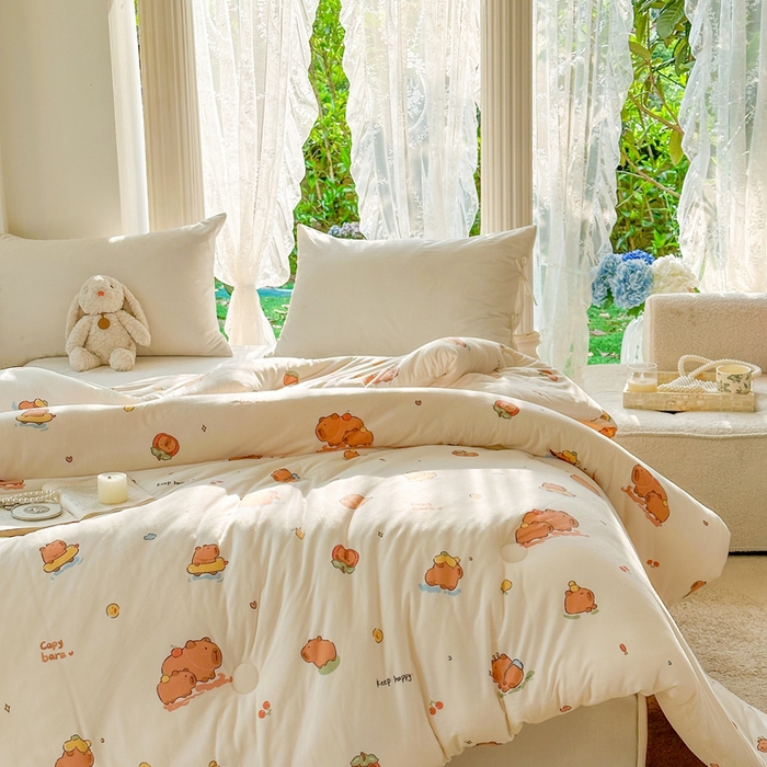 91家纺网 家纺一手货源 找家纺  提供买家秀爆款花型不断货A类母婴级宝宝被针织棉夏被空调被春秋被冬被大豆被被子被芯 卡皮巴拉【A类针织棉面料母婴可用】