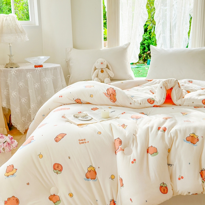 91家纺网 家纺一手货源 找家纺  提供买家秀爆款花型不断货A类母婴级宝宝被针织棉夏被空调被春秋被冬被大豆被被子被芯 卡皮巴拉【A类针织棉面料母婴可用】