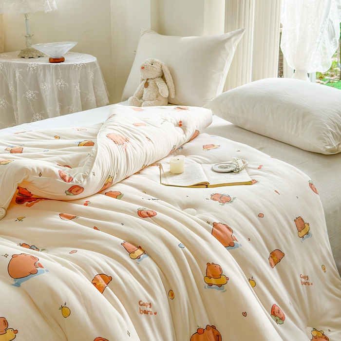 91家纺网 家纺一手货源 找家纺  提供买家秀爆款花型不断货A类母婴级宝宝被针织棉夏被空调被春秋被冬被大豆被被子被芯 卡皮巴拉【A类针织棉面料母婴可用】