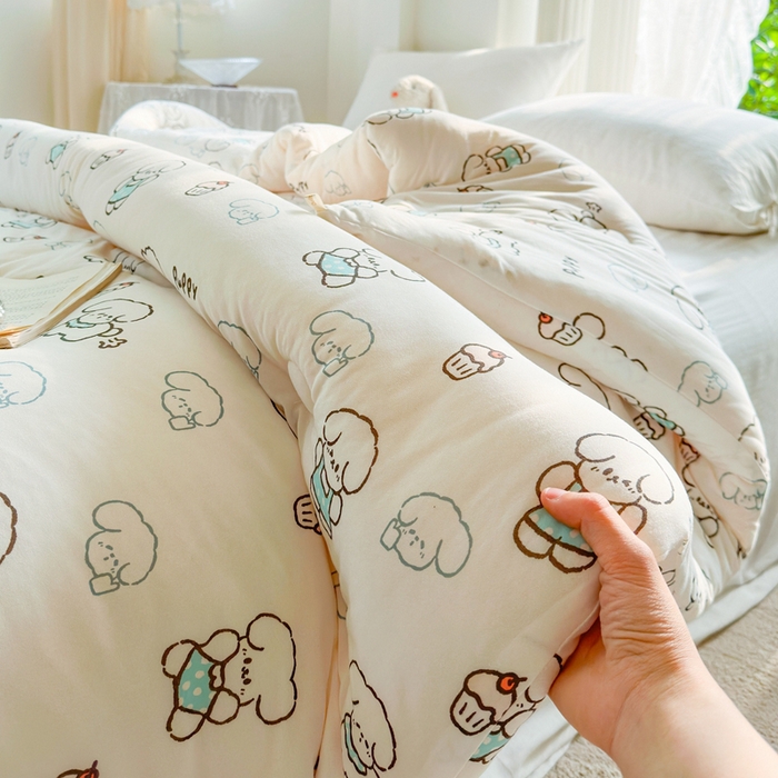 91家纺网 家纺一手货源 找家纺  提供买家秀爆款花型不断货A类母婴级宝宝被针织棉夏被空调被春秋被冬被大豆被被子被芯 快乐狗【A类针织棉面料母婴可用】