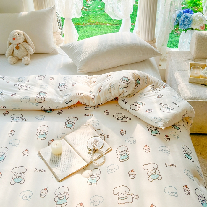 91家纺网 家纺一手货源 找家纺  提供买家秀爆款花型不断货A类母婴级宝宝被针织棉夏被空调被春秋被冬被大豆被被子被芯 快乐狗【A类针织棉面料母婴可用】