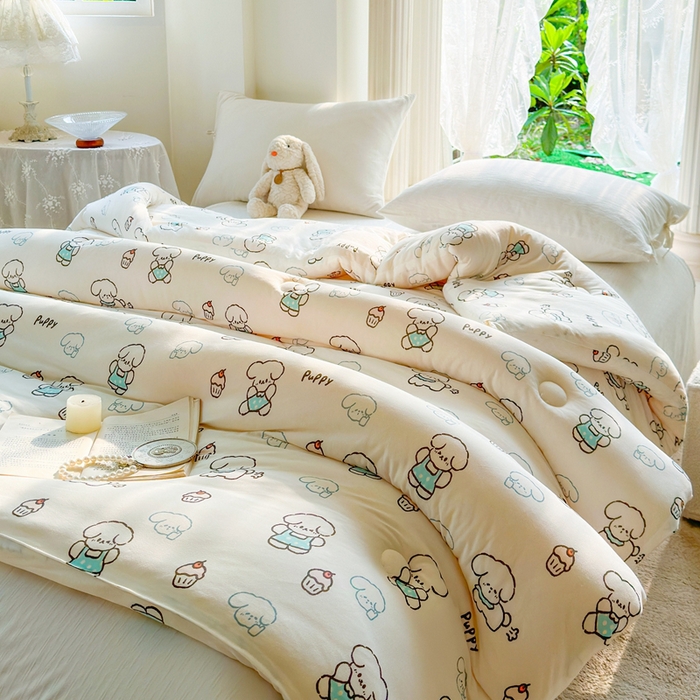 91家纺网 家纺一手货源 找家纺  提供买家秀爆款花型不断货A类母婴级宝宝被针织棉夏被空调被春秋被冬被大豆被被子被芯 快乐狗【A类针织棉面料母婴可用】