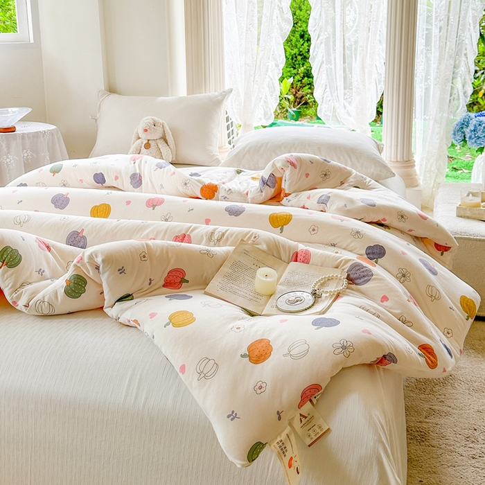 91家纺网 家纺一手货源 找家纺  提供买家秀爆款花型不断货A类母婴级宝宝被针织棉夏被空调被春秋被冬被大豆被被子被芯 七彩南瓜【A类针织棉面料母婴可用】