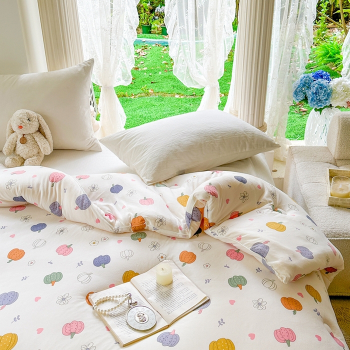 91家纺网 家纺一手货源 找家纺  提供买家秀爆款花型不断货A类母婴级宝宝被针织棉夏被空调被春秋被冬被大豆被被子被芯 七彩南瓜【A类针织棉面料母婴可用】