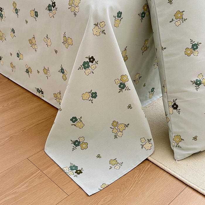 91家纺网 家纺一手货源 找家纺 家贝爱2025原棉印花老粗布床单凉席三件套 繁花静雅