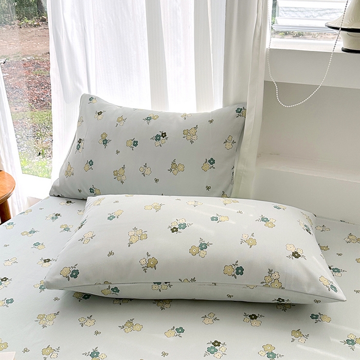 91家纺网 家纺一手货源 找家纺 家贝爱2025原棉印花老粗布床单凉席三件套 繁花静雅