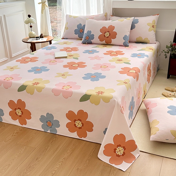 91家纺网 家纺一手货源 找家纺 家贝爱2025原棉印花老粗布床单凉席三件套 富贵凝香