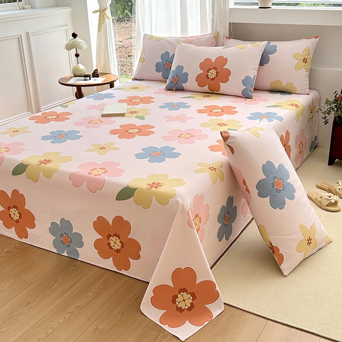 91家纺网 家纺一手货源 找家纺 家贝爱2025原棉印花老粗布床单凉席三件套 富贵凝香