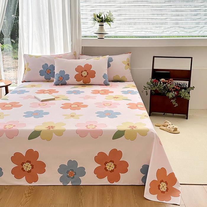 91家纺网 家纺一手货源 找家纺 家贝爱2025原棉印花老粗布床单凉席三件套 富贵凝香