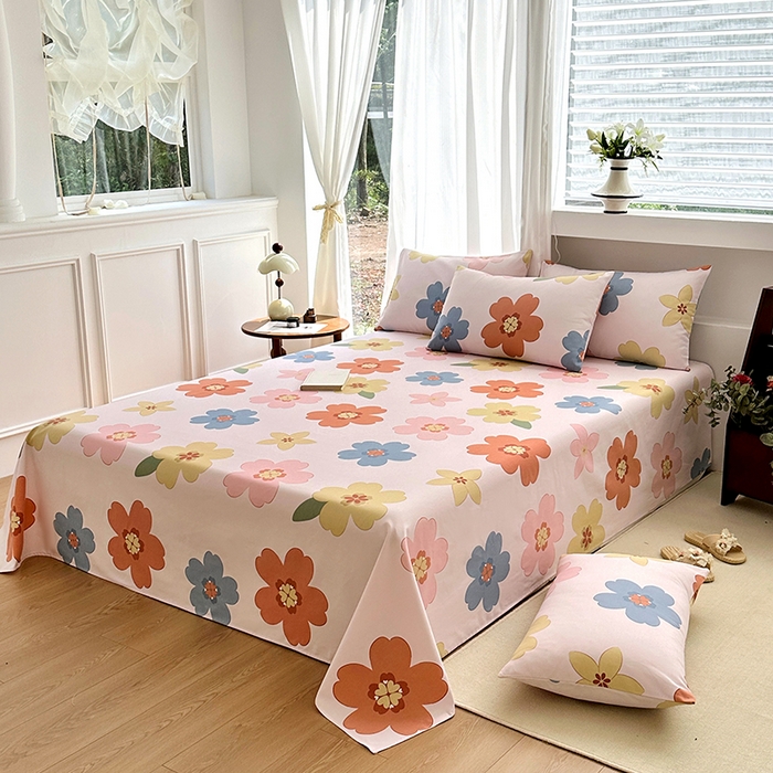 91家纺网 家纺一手货源 找家纺 家贝爱2025原棉印花老粗布床单凉席三件套 富贵凝香