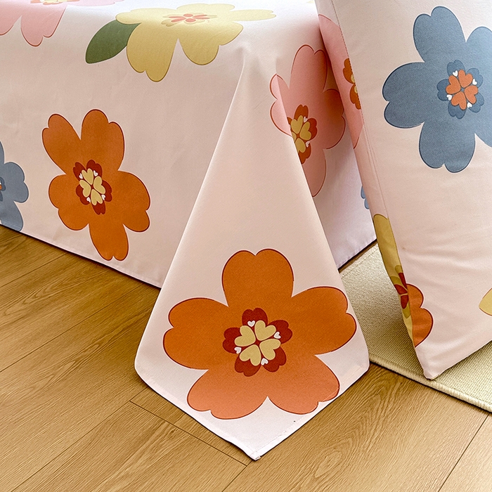 91家纺网 家纺一手货源 找家纺 家贝爱2025原棉印花老粗布床单凉席三件套 富贵凝香