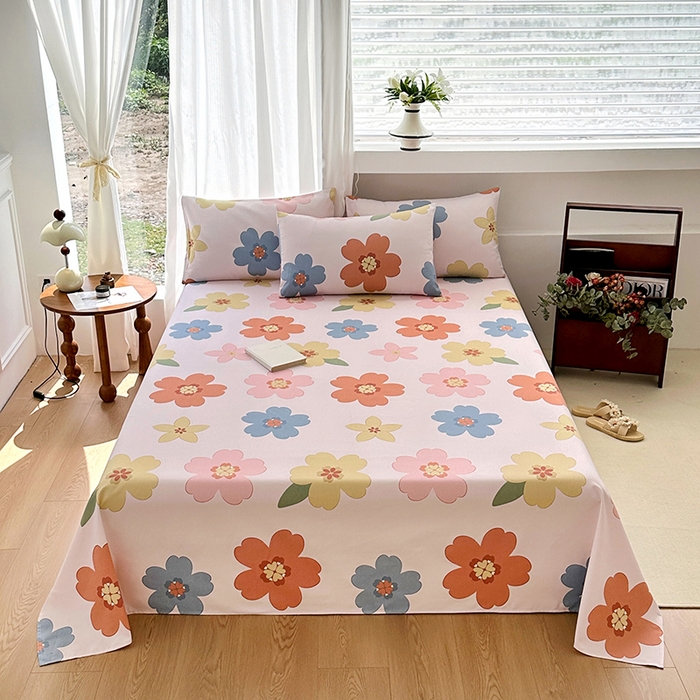 91家纺网 家纺一手货源 找家纺 家贝爱2025原棉印花老粗布床单凉席三件套 富贵凝香