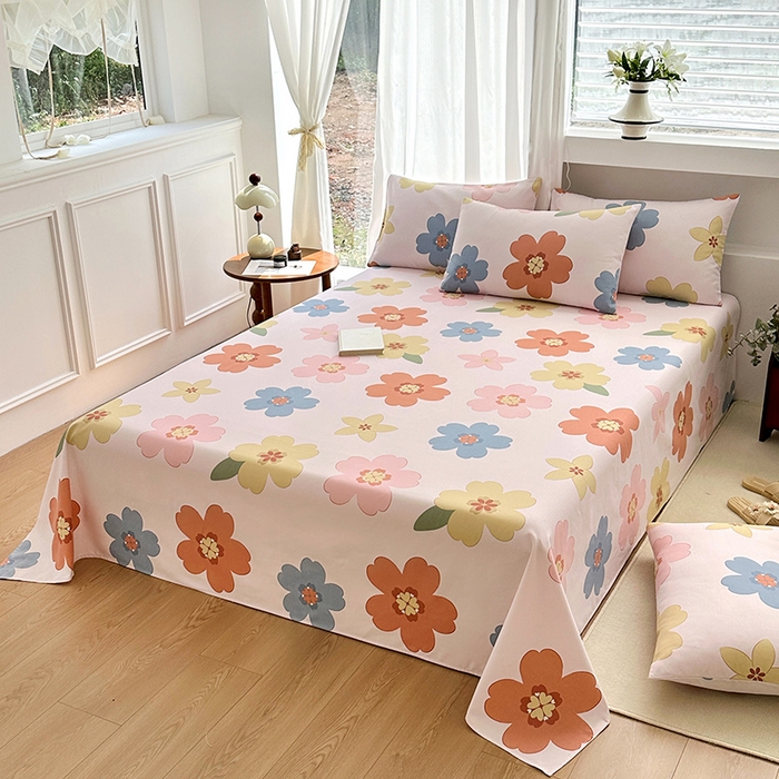 91家纺网 家纺一手货源 找家纺 家贝爱2025原棉印花老粗布床单凉席三件套 富贵凝香