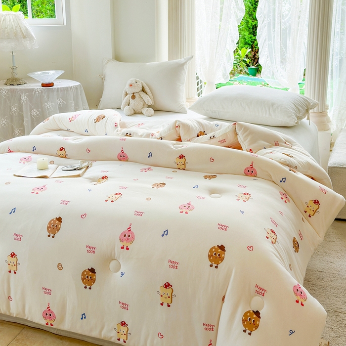 91家纺网 家纺一手货源 找家纺  提供买家秀爆款花型不断货A类母婴级宝宝被针织棉夏被空调被春秋被冬被大豆被被子被芯 曲奇面包【A类针织棉面料母婴可用】