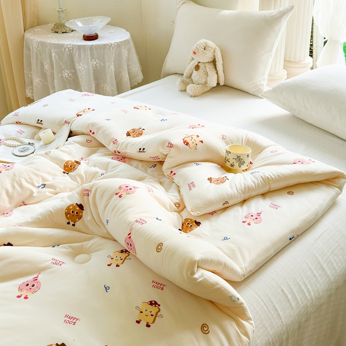 91家纺网 家纺一手货源 找家纺  提供买家秀爆款花型不断货A类母婴级宝宝被针织棉夏被空调被春秋被冬被大豆被被子被芯 曲奇面包【A类针织棉面料母婴可用】