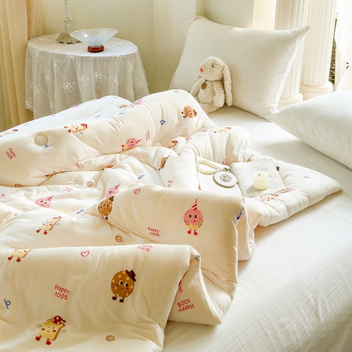 91家纺网 家纺一手货源 找家纺  提供买家秀爆款花型不断货A类母婴级宝宝被针织棉夏被空调被春秋被冬被大豆被被子被芯 曲奇面包【A类针织棉面料母婴可用】