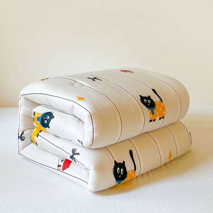  提供买家秀爆款花型不断货A类母婴级宝宝被针织棉夏被空调被春秋被冬被大豆被被子被芯 淘气猫【A类针织棉面料母婴可用】