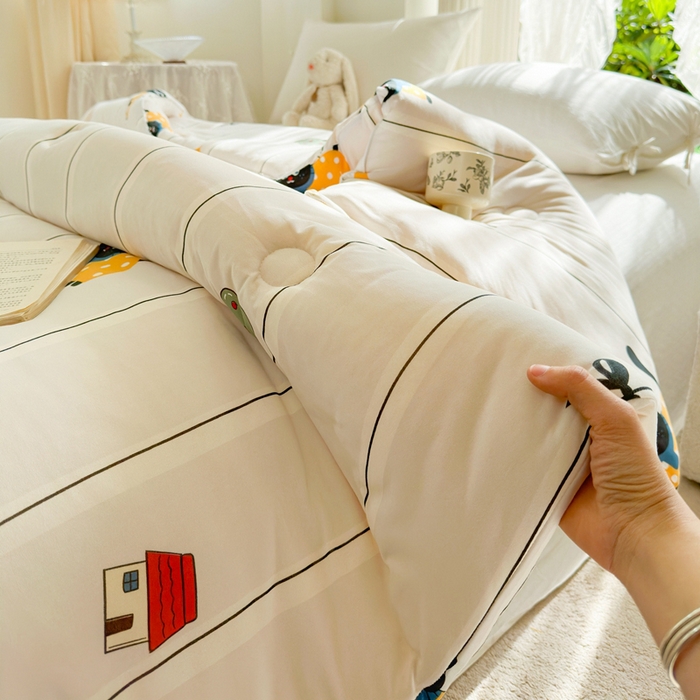 91家纺网 家纺一手货源 找家纺  提供买家秀爆款花型不断货A类母婴级宝宝被针织棉夏被空调被春秋被冬被大豆被被子被芯 淘气猫【A类针织棉面料母婴可用】