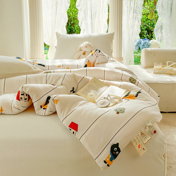 91家纺网 家纺一手货源 找家纺  提供买家秀爆款花型不断货A类母婴级宝宝被针织棉夏被空调被春秋被冬被大豆被被子被芯 淘气猫【A类针织棉面料母婴可用】