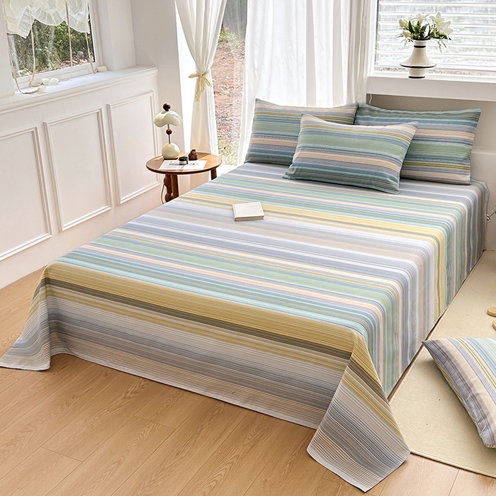 91家纺网 家纺一手货源 找家纺 家贝爱2025原棉印花老粗布床单凉席三件套 流年彩梦