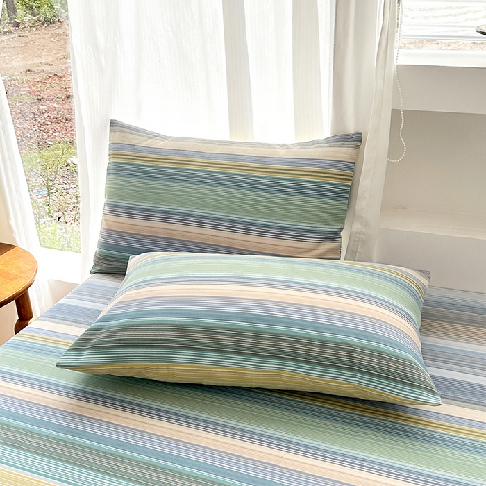 91家纺网 家纺一手货源 找家纺 家贝爱2025原棉印花老粗布床单凉席三件套 流年彩梦