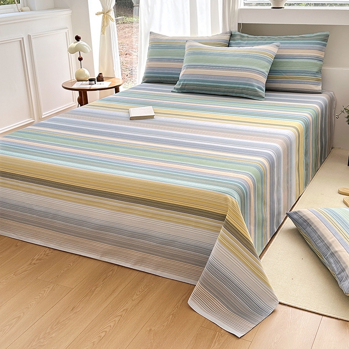 91家纺网 家纺一手货源 找家纺 家贝爱2025原棉印花老粗布床单凉席三件套 流年彩梦