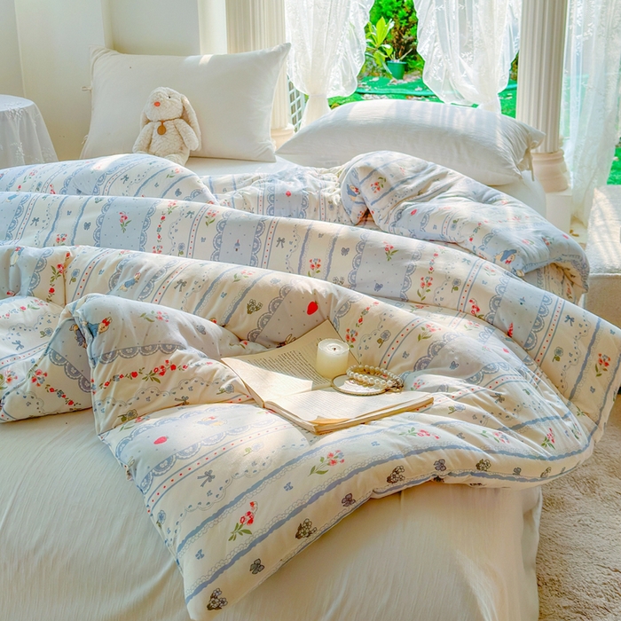 91家纺网 家纺一手货源 找家纺  提供买家秀爆款花型不断货A类母婴级宝宝被针织棉夏被空调被春秋被冬被大豆被被子被芯 童话小兔【A类针织棉面料母婴可用】