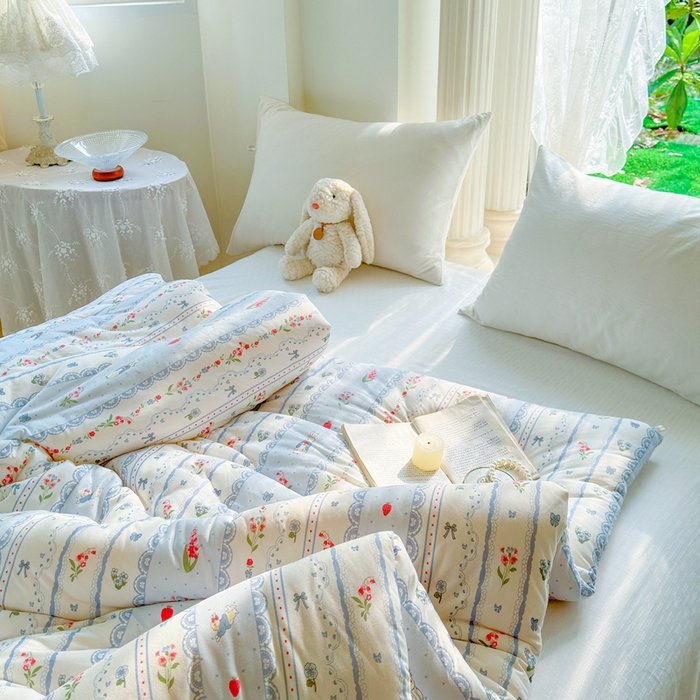 91家纺网 家纺一手货源 找家纺  提供买家秀爆款花型不断货A类母婴级宝宝被针织棉夏被空调被春秋被冬被大豆被被子被芯 童话小兔【A类针织棉面料母婴可用】