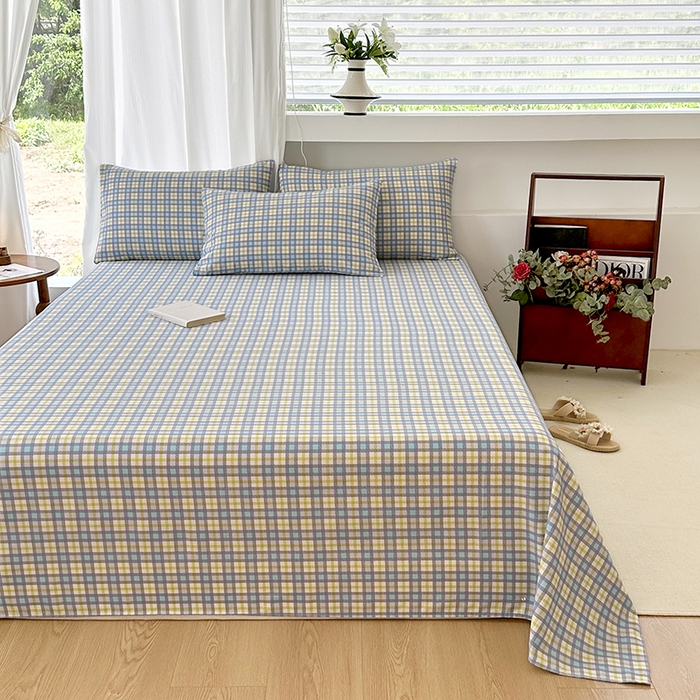 91家纺网 家纺一手货源 找家纺 家贝爱2025原棉印花老粗布床单凉席三件套 瑞格聚福