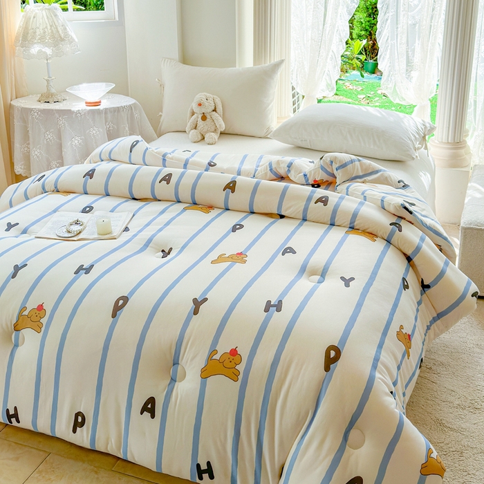 91家纺网 家纺一手货源 找家纺  提供买家秀爆款花型不断货A类母婴级宝宝被针织棉夏被空调被春秋被冬被大豆被被子被芯 小狗音符【A类针织棉面料母婴可用】