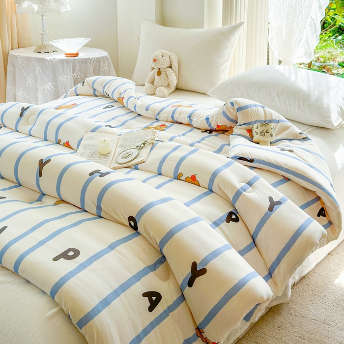 91家纺网 家纺一手货源 找家纺  提供买家秀爆款花型不断货A类母婴级宝宝被针织棉夏被空调被春秋被冬被大豆被被子被芯 小狗音符【A类针织棉面料母婴可用】