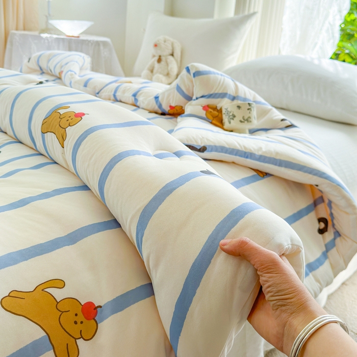 91家纺网 家纺一手货源 找家纺  提供买家秀爆款花型不断货A类母婴级宝宝被针织棉夏被空调被春秋被冬被大豆被被子被芯 小狗音符【A类针织棉面料母婴可用】