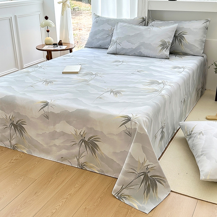 91家纺网 家纺一手货源 找家纺 家贝爱2025原棉印花老粗布床单凉席三件套 仙草绮梦