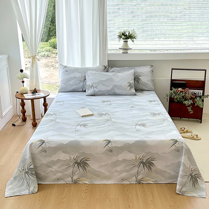 91家纺网 家纺一手货源 找家纺 家贝爱2025原棉印花老粗布床单凉席三件套 仙草绮梦