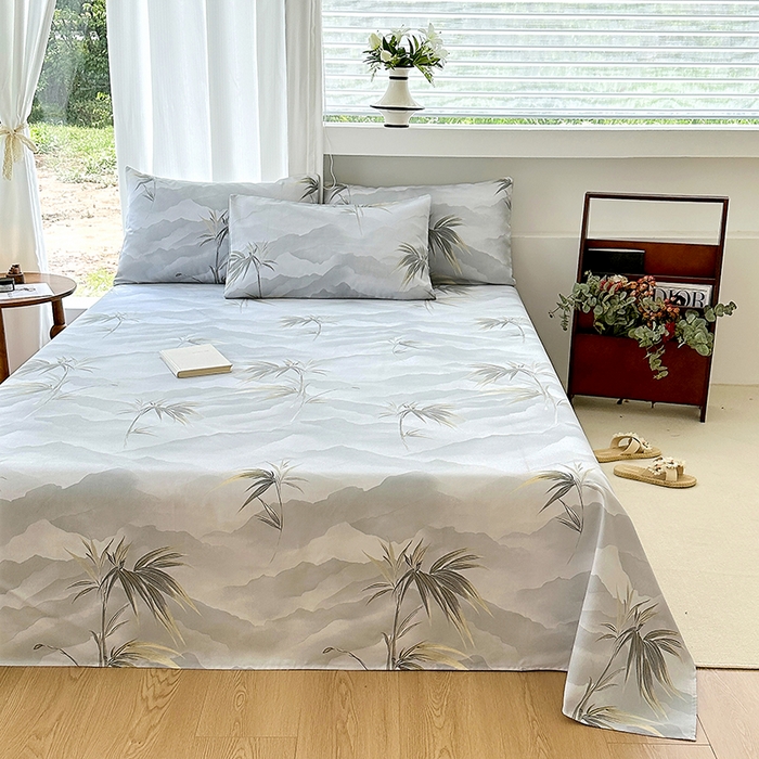 91家纺网 家纺一手货源 找家纺 家贝爱2025原棉印花老粗布床单凉席三件套 仙草绮梦