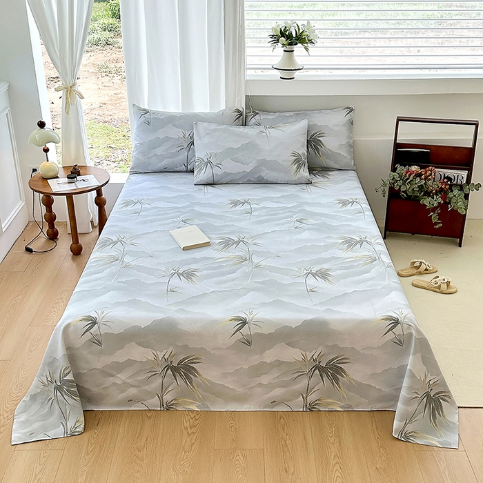 91家纺网 家纺一手货源 找家纺 家贝爱2025原棉印花老粗布床单凉席三件套 仙草绮梦