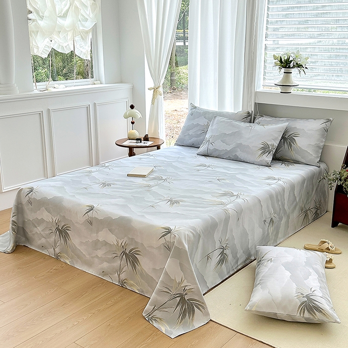 91家纺网 家纺一手货源 找家纺 家贝爱2025原棉印花老粗布床单凉席三件套 仙草绮梦