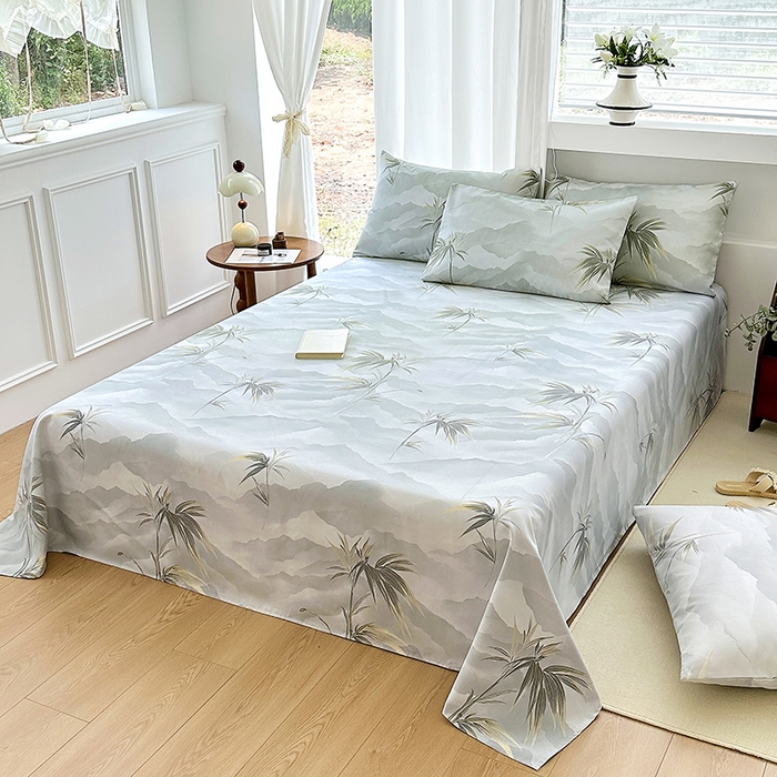 91家纺网 家纺一手货源 找家纺 家贝爱2025原棉印花老粗布床单凉席三件套 仙草绮梦