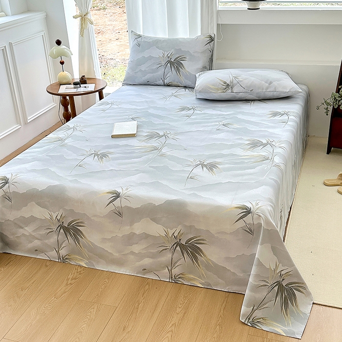 91家纺网 家纺一手货源 找家纺 家贝爱2025原棉印花老粗布床单凉席三件套 仙草绮梦